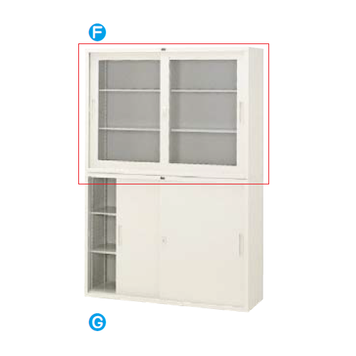 ウチダ 書庫 引違い書庫 シリンダー錠 4×3型ガラス戸 棚板2枚 東日本地区/西日本地区 5-847-2650