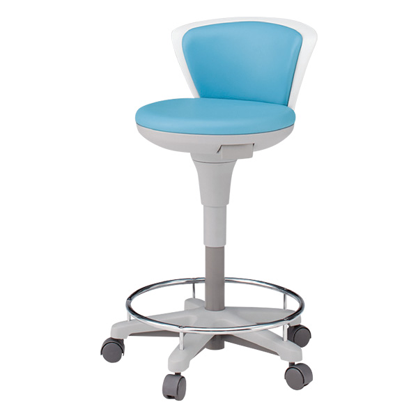 イトーキ 医療家具 サポートスツール2 背付 足掛付 キャスター付 ビニールレザー KSK-670DL-S4