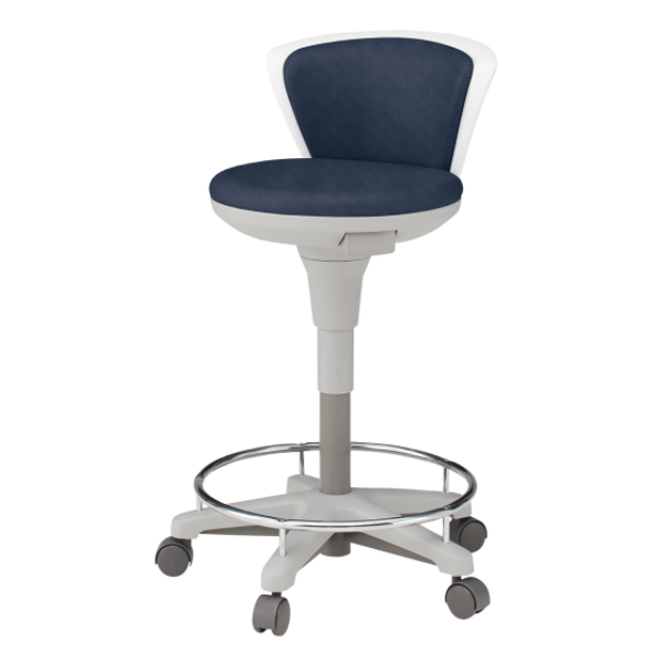 イトーキ 医療家具 サポートスツール2 背付 足掛付 キャスター付 布張り KSK-670PV-B2