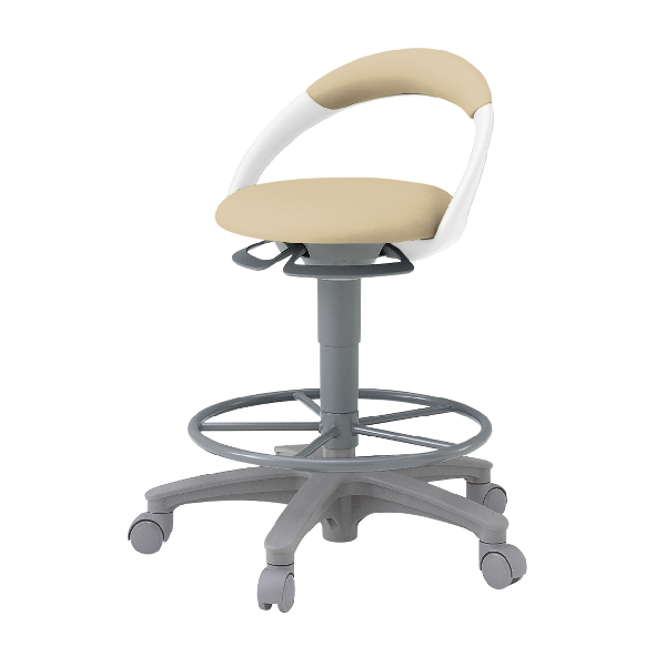 イトーキ 医療家具 サポートスツール 背付 足掛付 キャスター付 ビニールレザー張り PCK-1102DL-K6