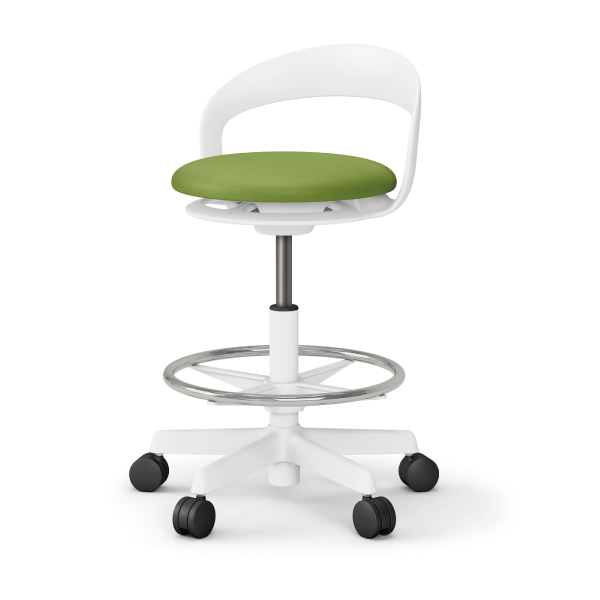 イトーキ 医療家具 サポートスツールS (Support Stool S) ランバーフレーム付足掛付 ナイロン双輪キャスター PCK-611DLP-W9Q6