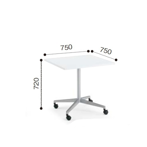 コクヨ ミーティングテーブル JUTO ジュート 単柱脚 塗装脚 角形 正方形天板 スクエアエッジ キャスタータイプ MT-JTJ77