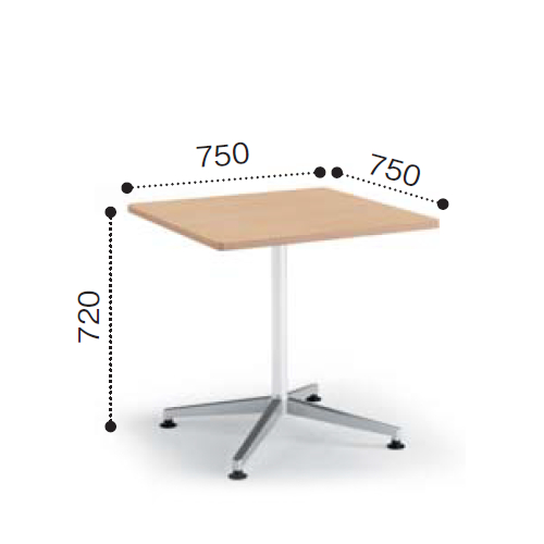 コクヨ ミーティングテーブル JUTO ジュート 単柱脚 ポリッシュ脚 角形 正方形天板 ラウンドエッジ アジャスター MT-JTJR77P