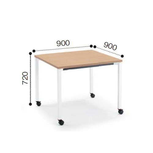 コクヨ ミーティングテーブル JUTO ジュート 4本脚 角脚 塗装脚 角形 正方形天板 キャスター スクエアエッジ MT-JTK99