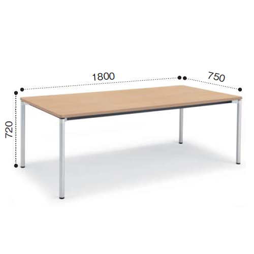 コクヨ ミーティングテーブル JUTO ジュート 4本脚 丸脚 塗装脚 角形天板 アジャスタータイプ ラウンドエッジ MT-JTMR187