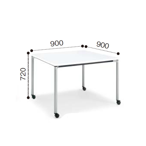 コクヨ ミーティングテーブル ジュート 4本脚 丸脚 塗装脚 角形 正方形天板 キャスタータイプ ラウンドエッジ MT-JTMR99-CN