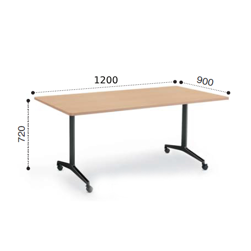 コクヨ ミーティングテーブル JUTO ジュート T字 塗装脚 角形天板 キャスタータイプ ラウンドエッジ MT-JTTR129