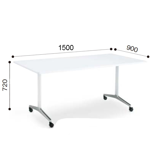 コクヨ ミーティングテーブル ジュート T字 ポリッシュ脚 角形天板 キャスタータイプ　ラウンドエッジ MT-JTTR159P-C