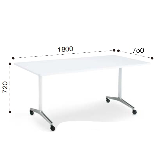 コクヨ ミーティングテーブル ジュート T字 ポリッシュ脚 角形天板 キャスタータイプ　ラウンドエッジ MT-JTTR187P-C