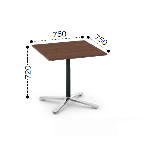 コクヨ ビエナ ミーティングテーブル 単柱脚 正方形天板 天板固定 ポリッシュ脚 アジャスター脚 MT-V77PMP2-EN/MT-V77PMG5-EN