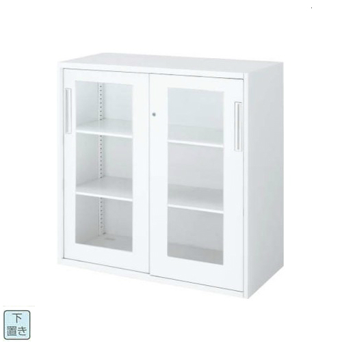 コクヨ エディア(EDIA) スタンダード 2枚ガラス引き違い 下置き書庫 W900×D450×H915 BWU-HGD249SAWNN