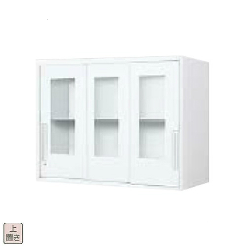コクヨ エディア(EDIA) スタンダード 3枚ガラス引き違い 上置き書庫 W900×D450×H702 BWU-HGU339SAWNN