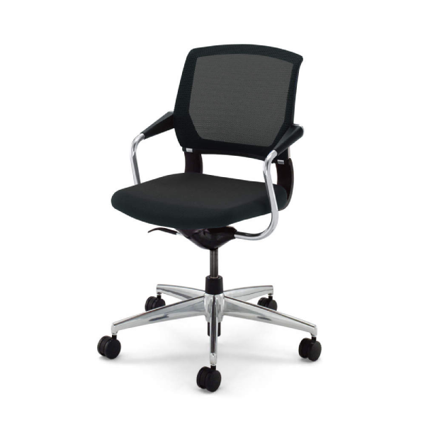 コクヨ サテリテチェア  回転脚 アルミ脚 肘付 CR-GM791KAE6-W