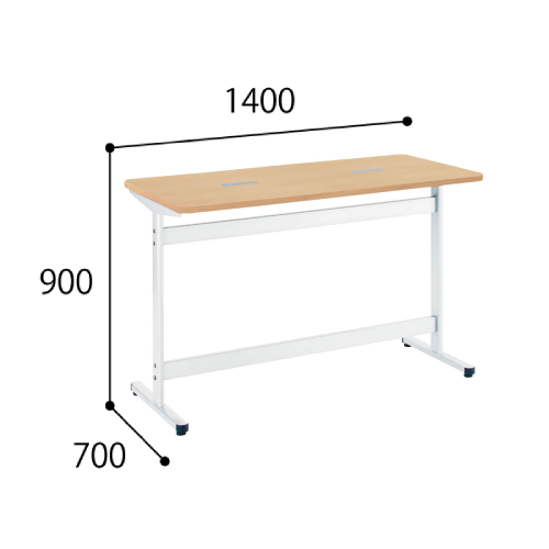 コクヨ スタッフステーション ナーステーブル T字脚タイプ スクエア天板 D700 配線キャップ付き HT1-T1470HW