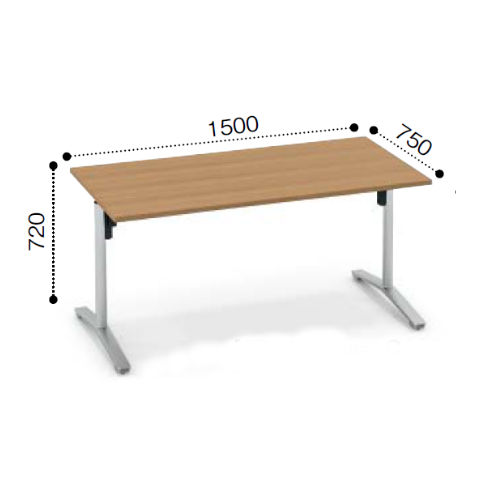 コクヨ ビエナ ミーティングテーブル T字脚 角形天板 フラップタイプ 塗装脚 キャスター脚 MT-V157F
