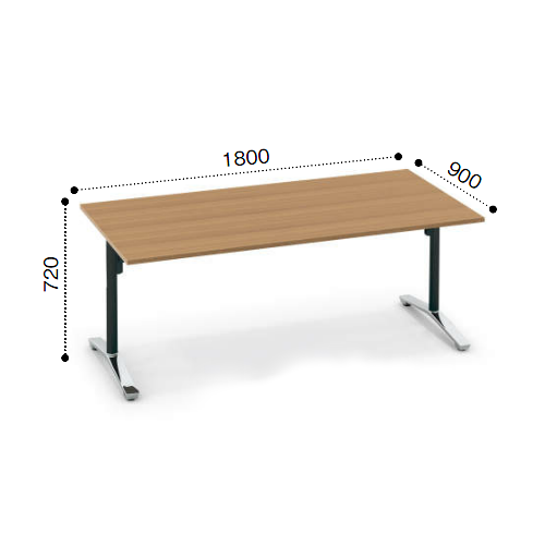 コクヨ ビエナ ミーティングテーブル T字脚 角形天板 フラップタイプ ポリッシュ脚 キャスター脚 MT-V189FPMP2/MT-V189FPMG5