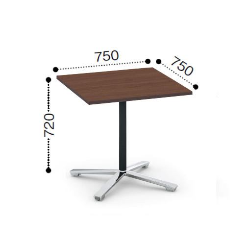 コクヨ ビエナ(VIENA) ミーティングテーブル 単柱脚 正方形天板 フラップタイプ ポリッシュ脚 キャスター脚 W750×D750×H720 MT-V77FPMP2/MT-V77FPMV5
