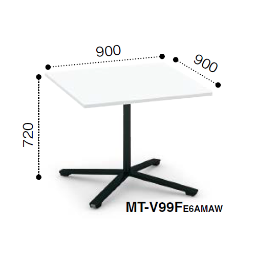 コクヨ ビエナ ミーティングテーブル 単柱脚 正方形天板 フラップタイプ 塗装脚 キャスター脚 MT-V99F