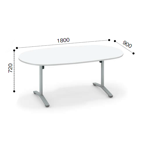 コクヨ ビエナ ミーティングテーブル T字脚 楕円形天板 フラップタイプ 塗装脚 キャスター脚 MT-VD189F