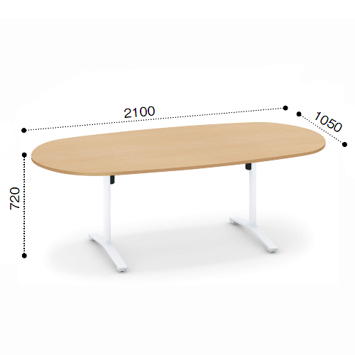 コクヨ ビエナ ミーティングテーブル T字脚 楕円形天板 フラップタイプ 塗装脚 キャスター脚 MT-VD211F
