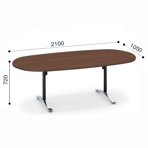 コクヨ ビエナ ミーティングテーブル T字脚 楕円形天板 フラップタイプ ポリッシュ脚 キャスター脚 MT-VD211FPMP2/MT-VD211FPMG5