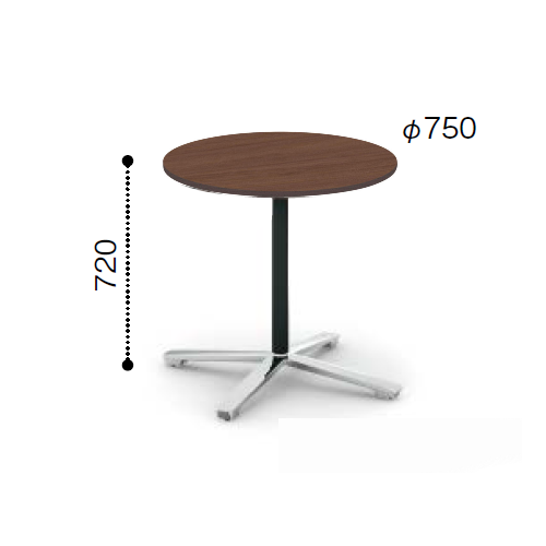 コクヨ ビエナ ミーティングテーブル 単柱脚 円形天板 天板固定 ポリッシュ脚 アジャスター脚 MT-VE7PMP2-EN/MT-VE7PMG5-EN