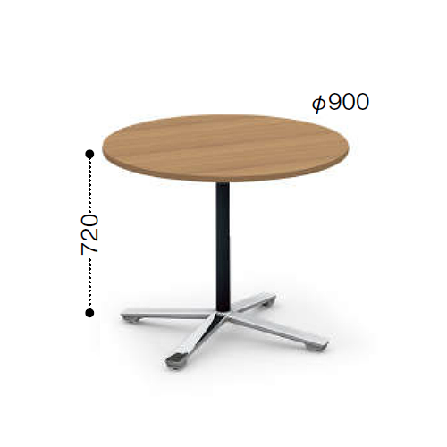 コクヨ ビエナ ミーティングテーブル 単柱脚 円形天板 天板固定 ポリッシュ脚 アジャスター脚 MT-VE9PMP2-EN/MT-VE9PMG5-EN