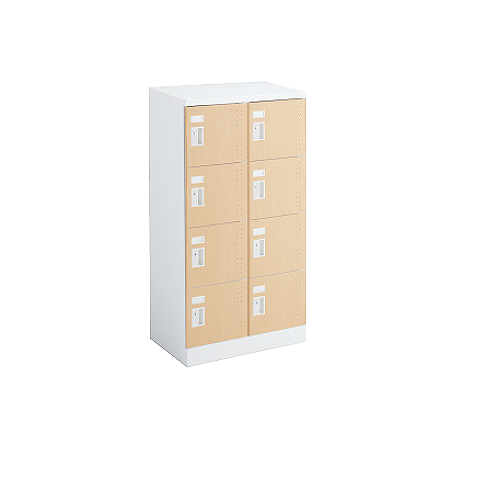 コクヨ シューズボックス SBXシリーズ ホワイトタイプ 2列4段8人用 扉付きタイプ(中棚付)扉ライトナチュラル SBX-K24TSAWDA0