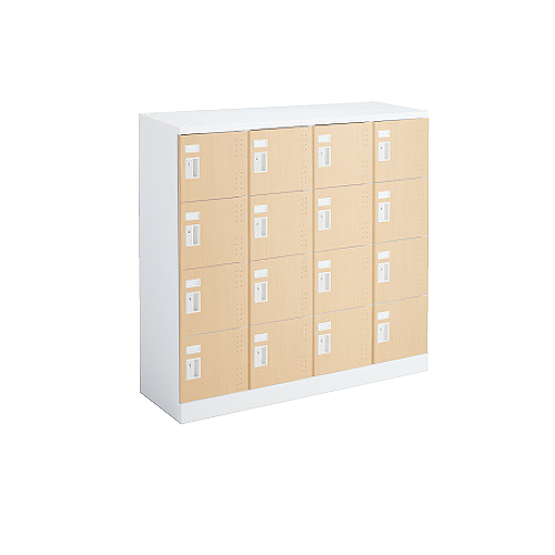 コクヨ シューズボックス SBXシリーズ ホワイトタイプ 4列4段16人用 扉付きタイプ(中棚付)扉ライトナチュラル SBX-K44TSAWDA0