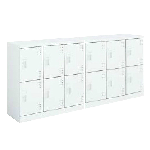 コクヨ スクールロッカー ホワイトタイプ ロータイプ 6列2段12人用 扉付き(中棚付)扉ホワイト 引き手タイプ(錠無) SLK-HY12KSAW