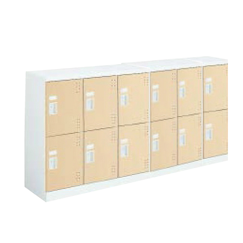 コクヨ スクールロッカー ホワイトタイプ ロータイプ 6列2段12人用 扉付き(中棚付)扉ライトナチュラル SLK-HY12KSAWDAO