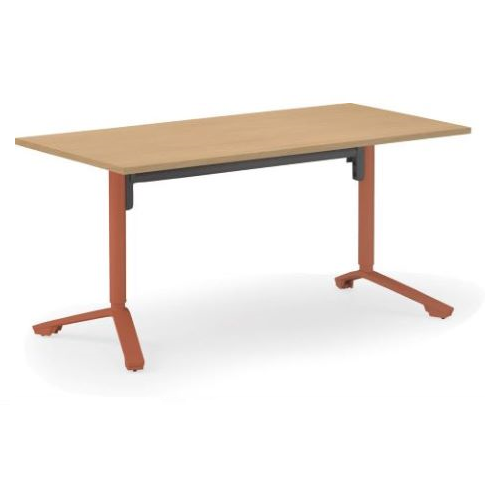 コクヨ ミーティングテーブル イニシア 昇降フラップテーブル 角型天板 パウダーミント・ ソフトテラコッタ脚 TIN-SK1507H-TP1P11