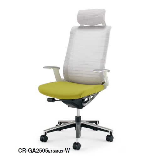 コクヨ インスパイン(INSPINE)チェア ホワイトフレーム ヘッドレスト付きタイプ T型肘付 CR-GA2505E1