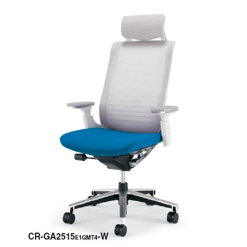 コクヨ インスパイン(INSPINE)チェア ホワイトフレーム ヘッドレスト付きタイプ 可動肘付 CR-GA2515E1