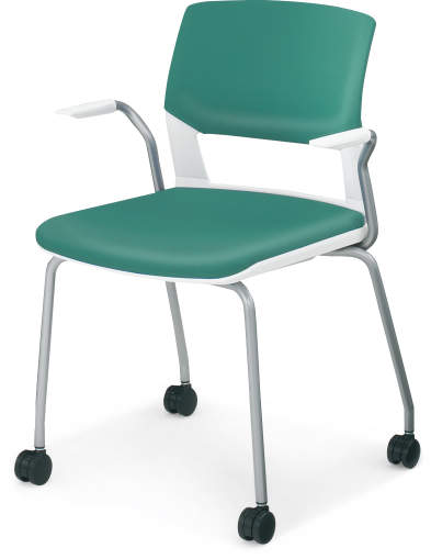 コクヨ ミーティングチェアー 会議用イス 160シリーズ 肘付きチェアー(ポリウレタン系レザー) 背カバータイプ/キャスタータイプ CK-161CR