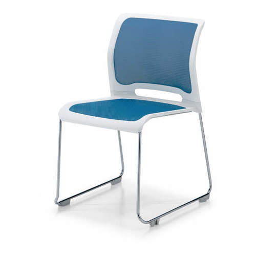 コクヨ Caravel カラベル 肘なしチェアー〈スチール脚〉（ホワイトフレーム） サークル脚タイプ/背メッシュタイプ/ホワイト CK-M640PAW