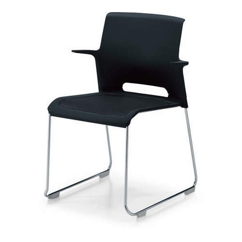 コクヨ Caravel カラベル 肘付きチェアー〈スチール脚〉（ブラックフレーム） サークル脚タイプ/背樹脂タイプ/ブラック CK-M641E6GLE6