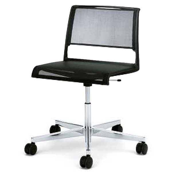 ウィルクハーン エーライン 肘なしチェアー 背・座メッシュ張り キャスタータイプ XWH-2321WHN/XWH-2321BKN