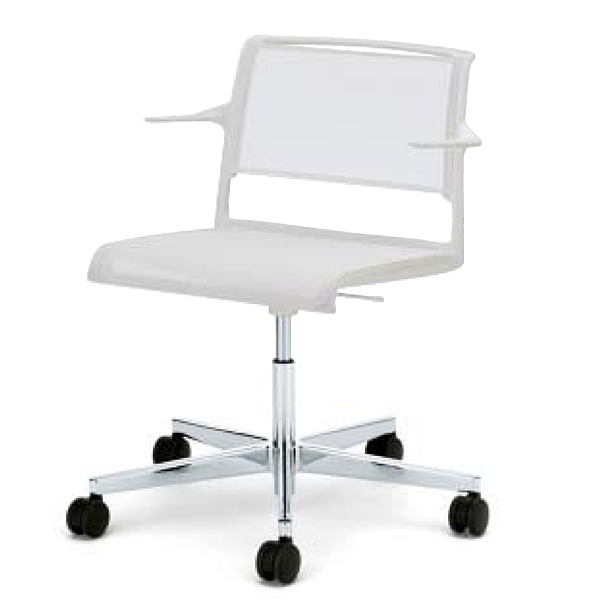 ウィルクハーン エーライン 肘付きチェアー 背・座メッシュ張り キャスタータイプ XWH-2322WHN/XWH-2322BKN