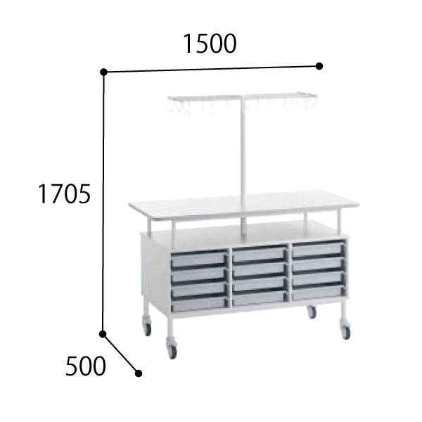 コクヨ スタッフステーション メディレージ フリーアクセス作業台 ハンガー付き 片面タイプ HP-MWTV43S1505SN