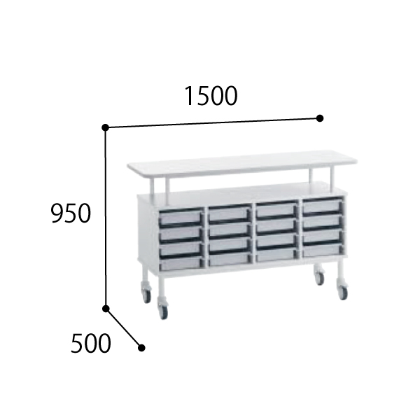 コクヨ スタッフステーション メディレージ フリーアクセス作業台 ハンガーなし 片面タイプ HP-MWT43S1505SN
