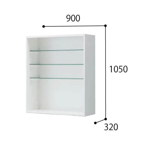 コクヨ スタッフステーション エディア EDIA メディカル 水薬収納・オープン(ガラス棚3枚付属) 上置き BWU-HPK59TGSSSAW