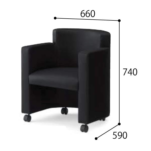 コクヨ 応接セット 応接会議イス ロラン 本革＋ポリウレタン系レザー ブラック W660×D590×H740mm CE-K85CLPB6N