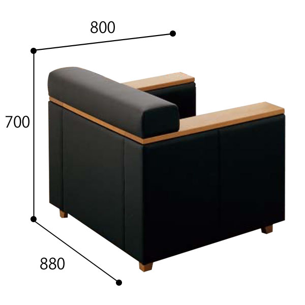 コクヨ 応接セット ラウダ アームチェアー 本革 ブラック+ミディアム CE-145CLPB6N