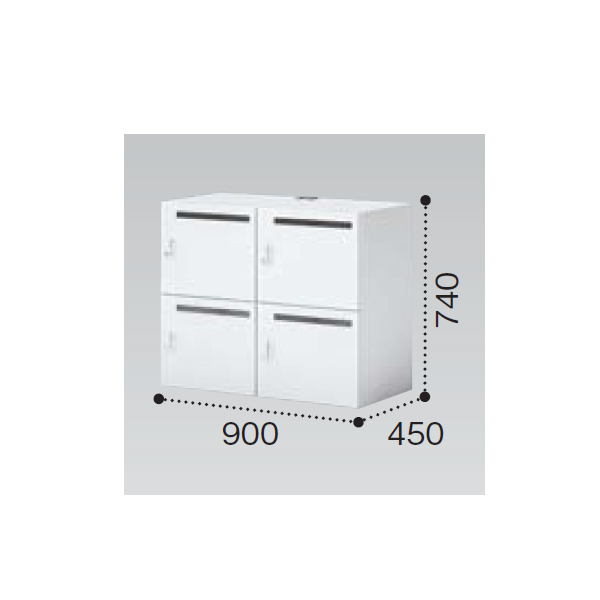 コクヨ イノン(iNON) ホワイト 4人用メール穴あり Bタイプ シリンダー SNN-R043YMB-SAW1