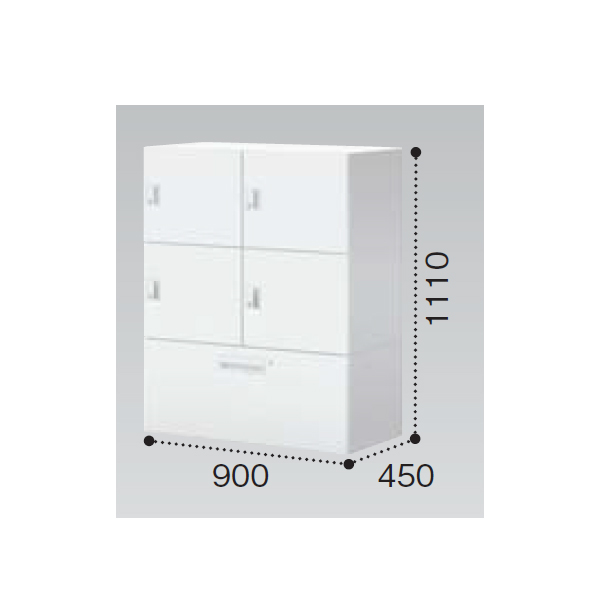コクヨ イノン(iNON) ホワイト 4人用下段ラテラルメール穴なし Bタイプ ダイヤルロック SNN-RL45DXB-SAW1