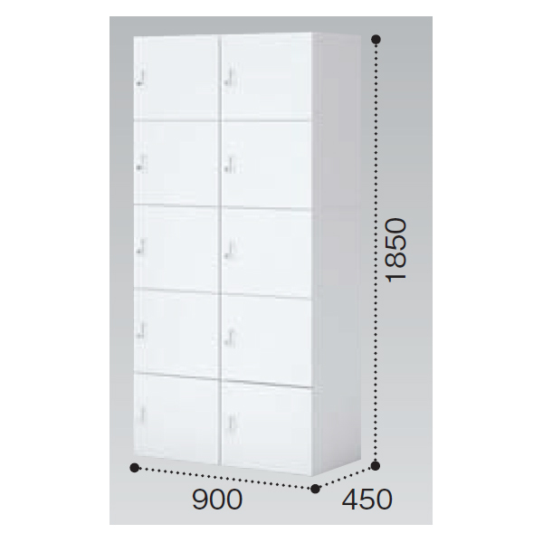 コクヨ イノン(iNON) ホワイト 10人用メール穴なし Bタイプ ダイヤルロック SNN-R107DXB-SAW1