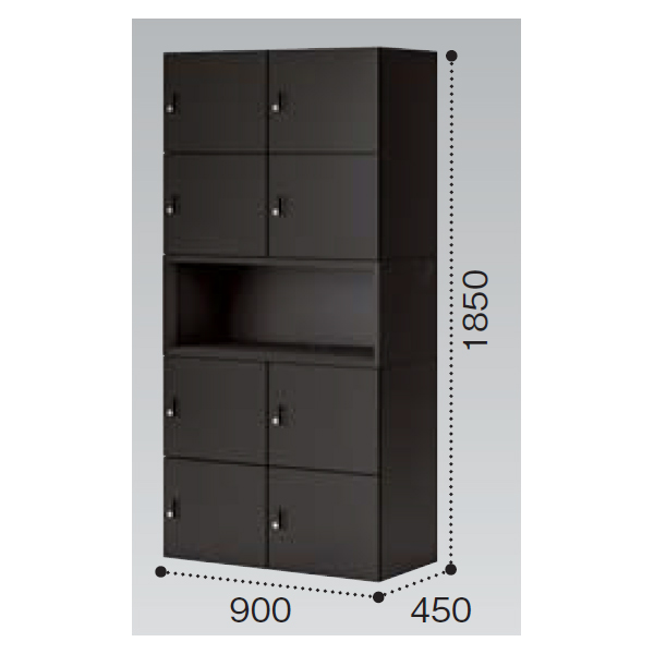 コクヨ イノン(iNON) ブラック 8人用中段オープンメール穴なし Bタイプ ダイヤルロック SNN-RM87DXB-E6C1