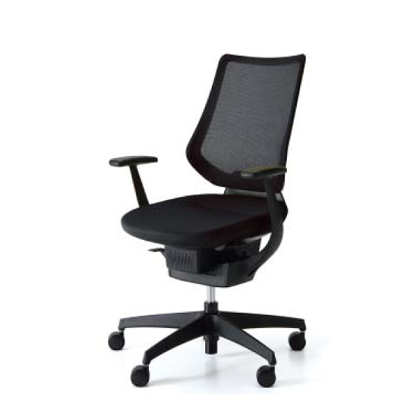 コクヨ イングチェア メッシュタイプ バーチカルタイプ ブラックシェル T型肘・樹脂脚 ブラック CR-G3403E6