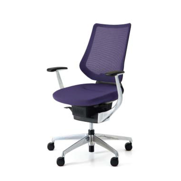 コクヨ イングチェア メッシュタイプ バーチカルタイプ ブラックシェル アルミ肘・アルミポリッシュ脚 CR-GA3443E6